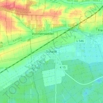 Carte topographique Schaidt, altitude, relief