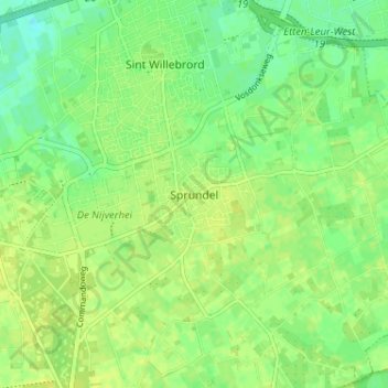Carte topographique Sprundel, altitude, relief