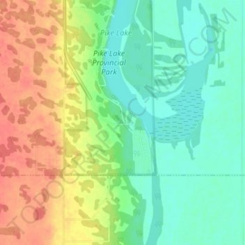 Carte topographique Pike Lake Provincial Park, altitude, relief