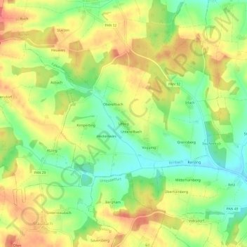 Carte topographique Utting, altitude, relief