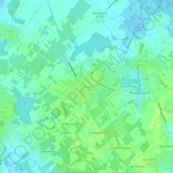 Carte topographique Chéray, altitude, relief