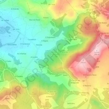 Carte topographique Nandufe, altitude, relief