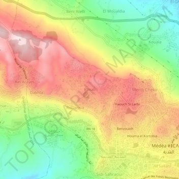 Carte topographique R'mali, altitude, relief
