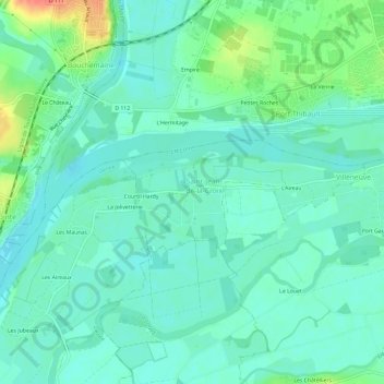 Carte topographique L'Ouchette, altitude, relief