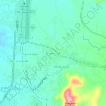 Carte topographique Mapanget, altitude, relief