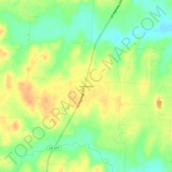 Carte topographique Sandusky, altitude, relief