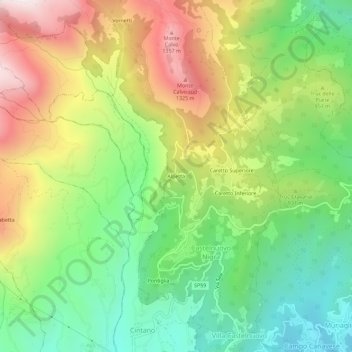 Carte topographique Alpetta, altitude, relief