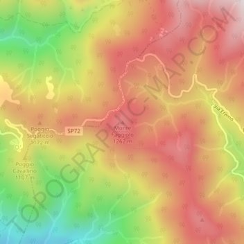 Carte topographique Monte Faggiolo, altitude, relief