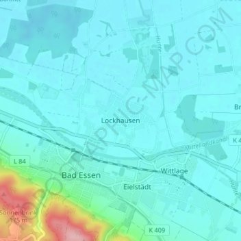 Carte topographique Lockhausen, altitude, relief