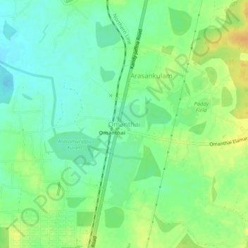 Carte topographique Omanthai, altitude, relief