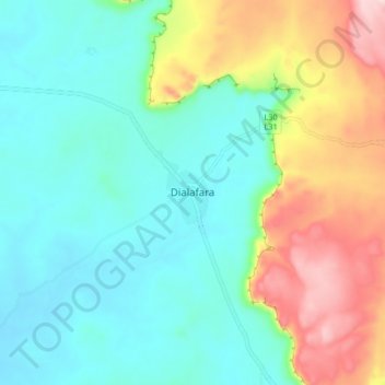 Carte topographique Dialafara, altitude, relief