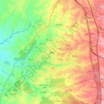 Carte topographique Rahat, altitude, relief