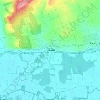 Carte topographique Bisseuil, altitude, relief