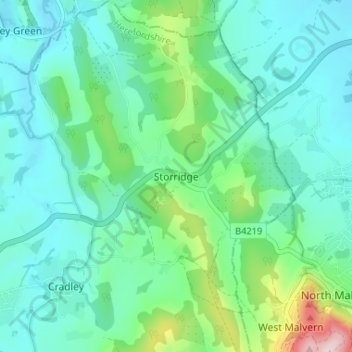 Carte topographique Storridge, altitude, relief