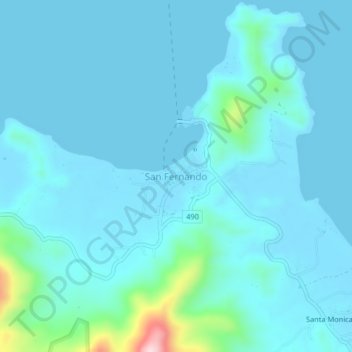 Carte topographique San Fernando, altitude, relief