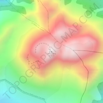 Carte topographique Doña Juana, altitude, relief