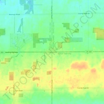 Carte topographique Maysville, altitude, relief