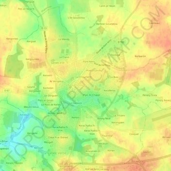 Carte topographique Penquer, altitude, relief