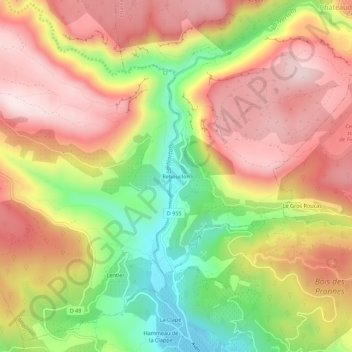 Carte topographique Rebouillon, altitude, relief