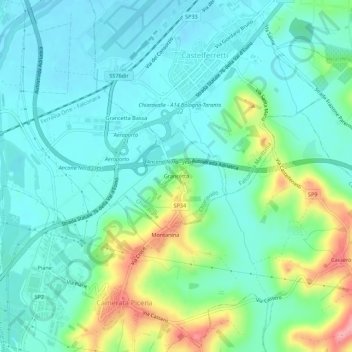 Carte topographique Grancetta, altitude, relief