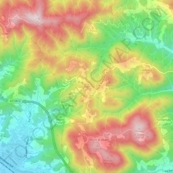 Carte topographique Chiatri, altitude, relief