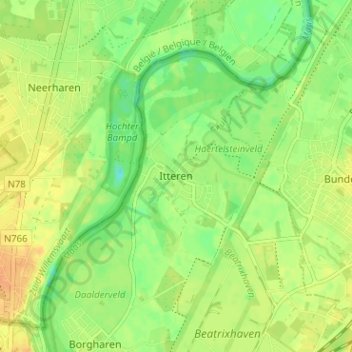 Carte topographique Itteren, altitude, relief
