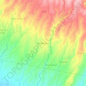 Carte topographique Caluangan, altitude, relief