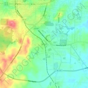 Carte topographique Hancock, altitude, relief