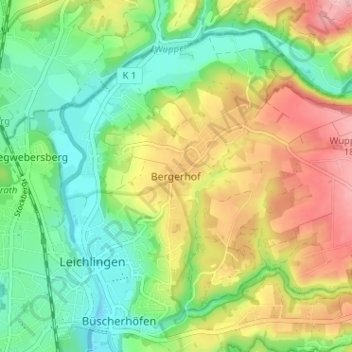Carte topographique Bergerhof, altitude, relief