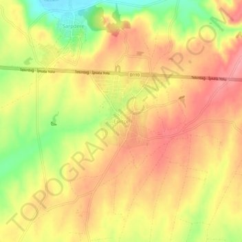 Carte topographique Esetçe, altitude, relief
