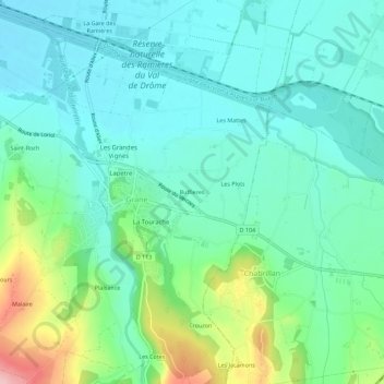 Carte topographique Buffieres, altitude, relief