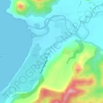 Carte topographique Whangaparaoa, altitude, relief