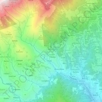 Carte topographique Canova, altitude, relief