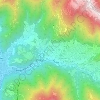 Carte topographique Gazzolo, altitude, relief