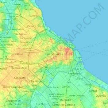 Carte topographique Buenos Aires, altitude, relief