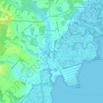 Carte topographique Parkers Landing, altitude, relief