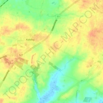 Carte topographique Tøttrup, altitude, relief