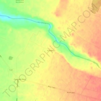Carte topographique El Roble, altitude, relief