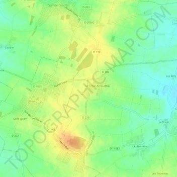 Carte topographique La Rabière, altitude, relief