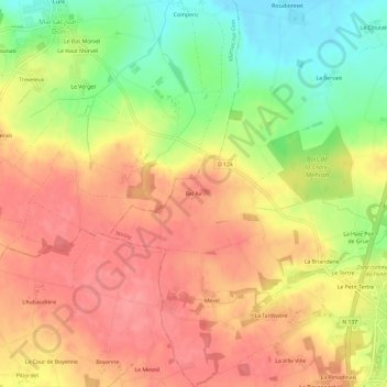 Carte topographique Bel Air, altitude, relief