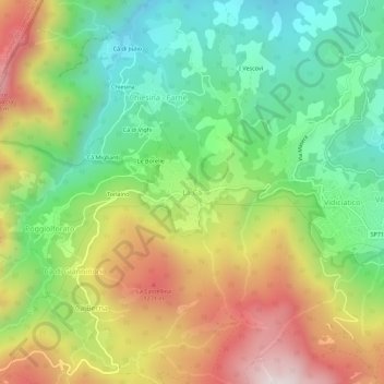 Carte topographique La Cà, altitude, relief