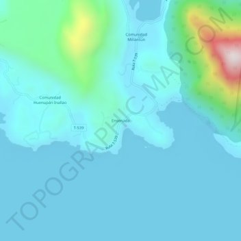 Carte topographique Ensenada, altitude, relief