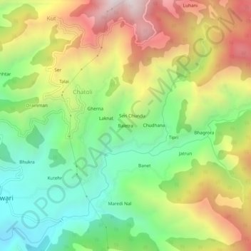 Carte topographique Baletra, altitude, relief