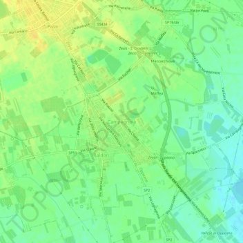 Carte topographique Campagnola, altitude, relief