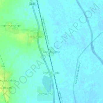 Carte topographique Graddagunta, altitude, relief