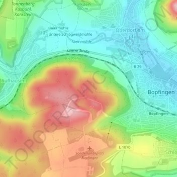 Carte topographique Sandberg, altitude, relief