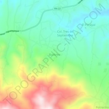 Carte topographique Balibrea, altitude, relief
