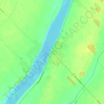 Carte topographique Saint-Denis, altitude, relief
