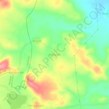 Carte topographique Medpalli, altitude, relief