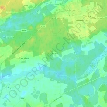 Carte topographique Le Petit Villiers, altitude, relief